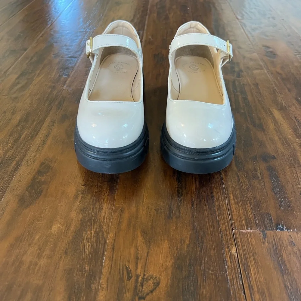 Secret Celebrity Patent Chunky Ivory Cream Mary Jane Platform Shoes Size 8